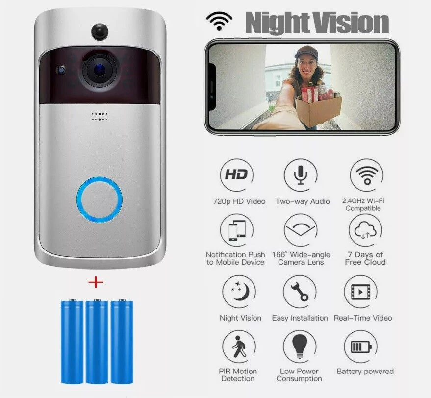 Timbre Video WiFi Inteligente Inalámbrico Timbre Teléfono Timbre Intercomunicador Cámara de Seguridad Foto 4 de 4