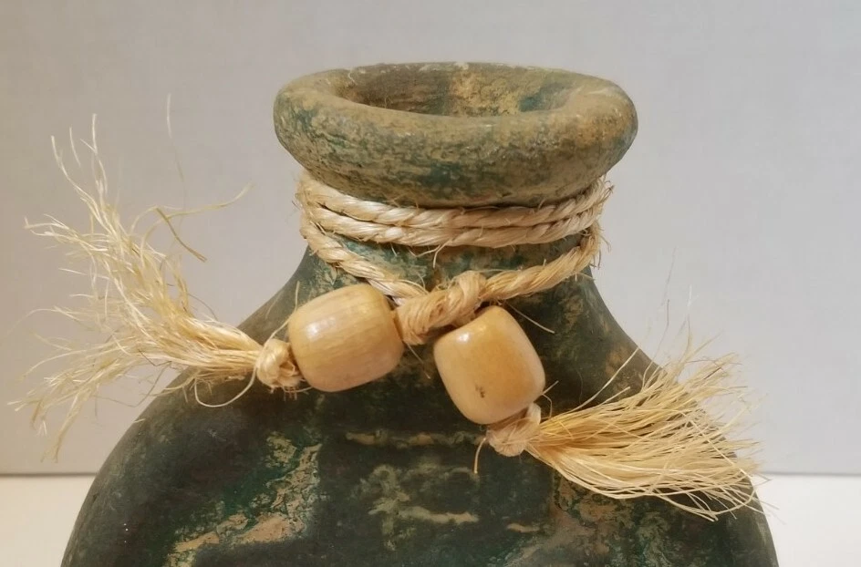 Jarrón vintage de cerámica/cerámica gecko lagarto rústico África verde pequeño tostado 10"  Foto 2 de 4