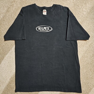 Vintage 90s Mapex Drums Band T-Shirt Mens L Black Tribal Music Anvil Cyber Punk