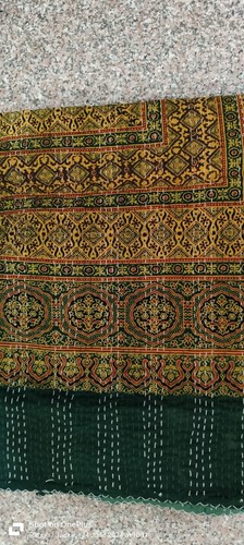 Indian Gudari Hand Block Print Cotton Kantha Quilt Throw Blanket Bedspread - Picture 5 of 7