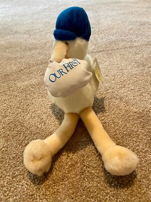 Vintage 12   Tall Our First Stork Baby Bird Plush Stuffed Toy NEW WITH TAGS