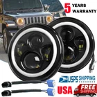Pair 7" Inch Round LED Headlights Halo Angle Eyes For Jeep Wrangler JK LJ TJ EL