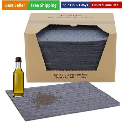 100 PCS Oil Absorbent Pads - 13''x10'' Super Oil Spills Mat for Garage, Worksho...