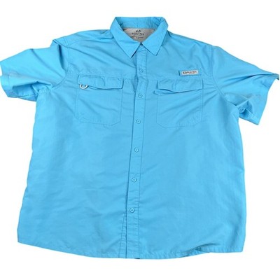 Realtree Fishing Shirt Men's 2XL Blue Short Sleeve Vented Button Down Outdoor