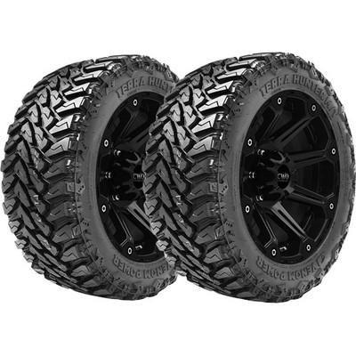 (QTY 2) 40x15.50R24LT Venom Power Terra Hunter M/T 128P LRF Black Wall Tires