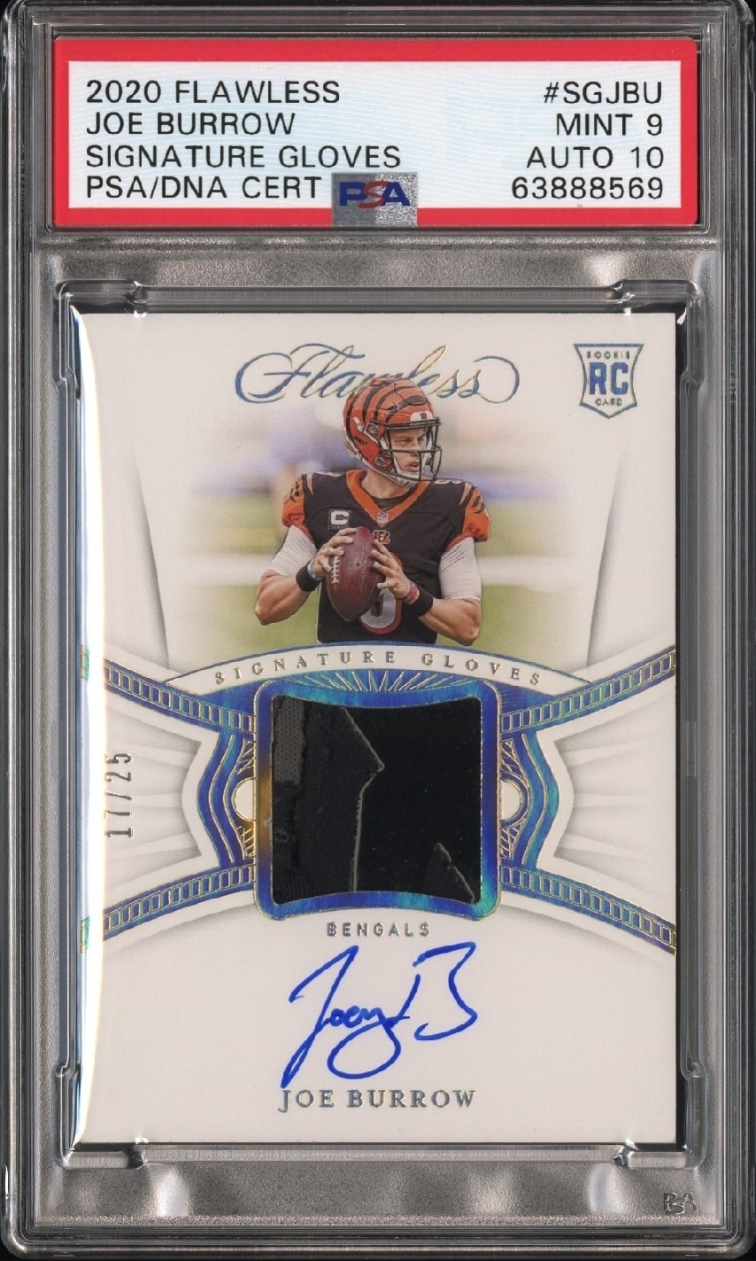 2020 Panini Flawless - Signature Gloves Joe Burrow #SG-JBU /25 Auto RC PSA 9/10 view 1