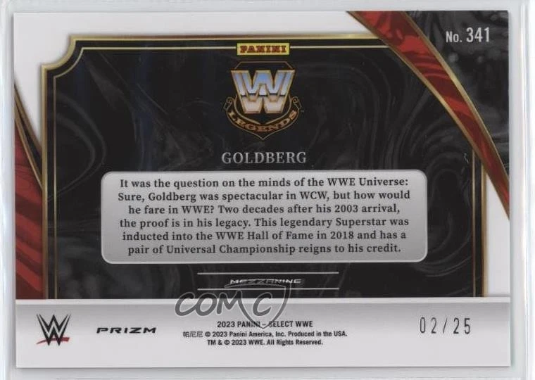 2023 Panini Select WWE Mezzanine Tie-Dye Prizm /25 Goldberg #341 - Image 2 of 2