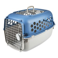 24 Inch Dog Kennel Plastic Crate Double Door W/ Top Opening Pet Travel Portable
