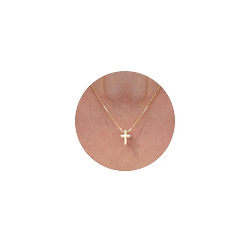 Cross Necklace for Women - 14k Gold Plated Box Chain Cross Necklace Dainty Jewel