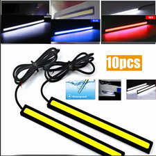 12v Led Strip Drl Daytime Running Lights Fog Cob Car Lamp Driving White Blue