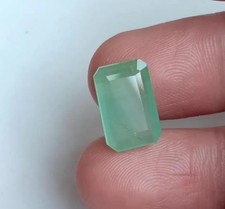 5 Carat Light Green Emerald Cut Natural Zambia Emerald Loose Gemstone 14.4X9.3MM