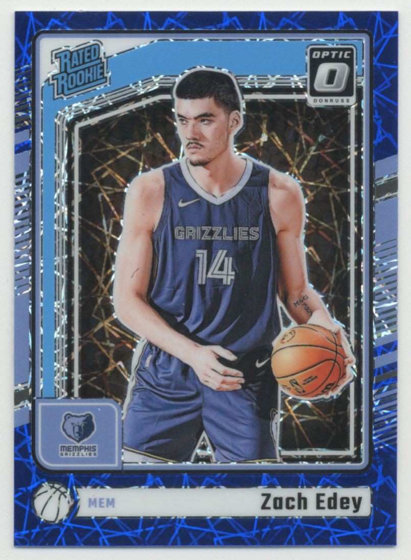 Zach Edey 2024-25 Donruss Optic Blue Velocity Prizm RC Rated Rookie #288 Memphis