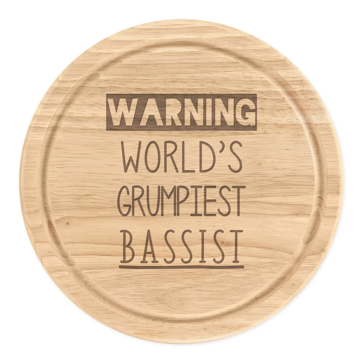 Warning World's Grumpiest Bassist Round Chopping Cheese Board Awesome Best