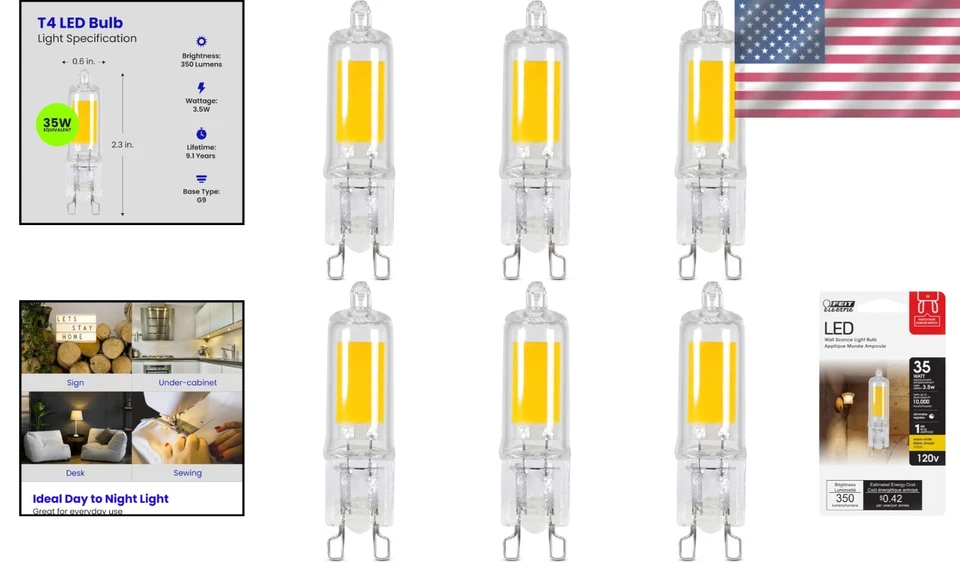 Listed G9 LED Bulbs 3000K Warm White, 6 Pack - Image 2 of 4