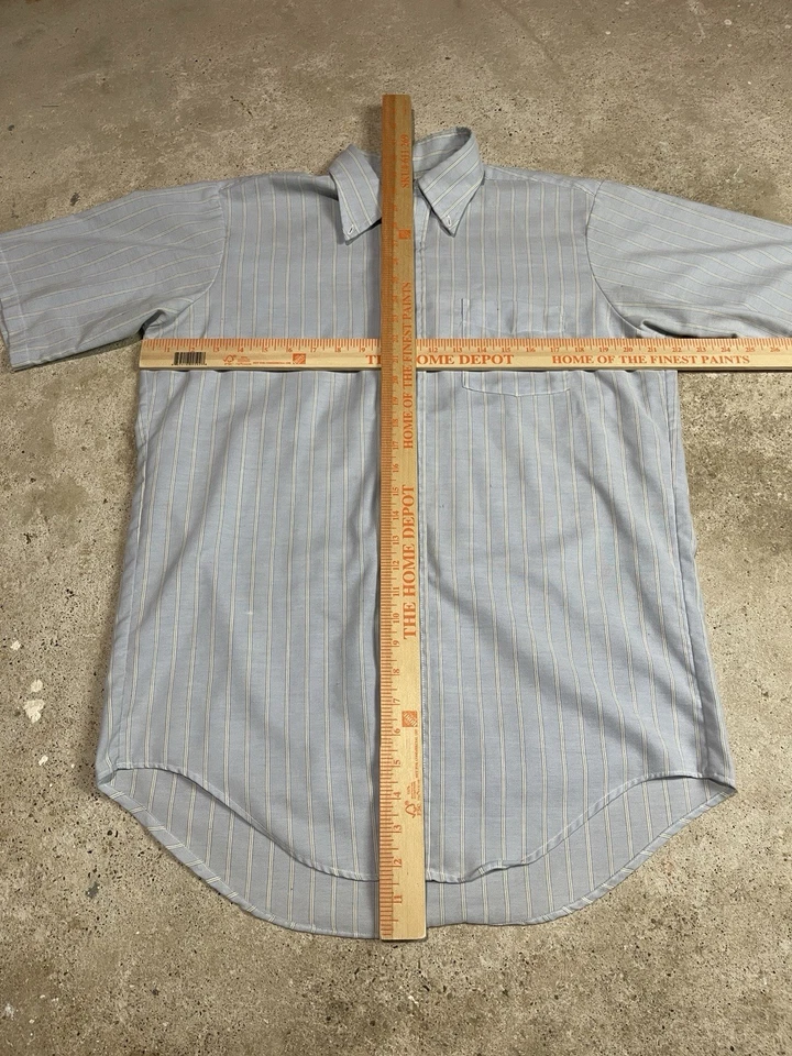 Camisa De Colección Towncraft Penneys Rayas Azules Talla L/XL Poli Algodón EE. UU. 60 Años 70 EE. UU. Foto 4 de 4