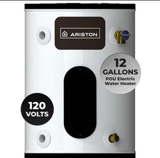 12 Gallon, 120V – Ariston Electric Water Heater – Compact Point of Use Tank 