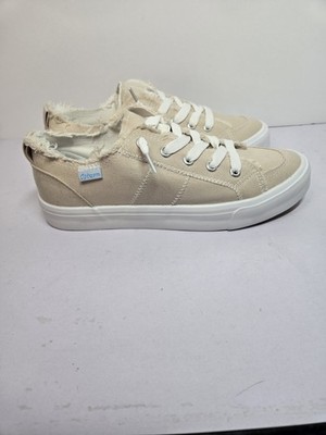 Obtaom Beige Canvas Lace Up Sneakers Size 8 Women's