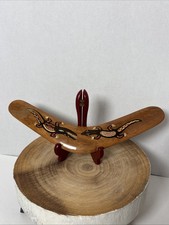 Vintage Hand Painted Wood Boomerang from Australia, Kangaroo, Lizard, 14 Inch