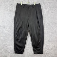 Zara Faux Leather Barrel Leg Pants High Rise Relaxed Size XL Black Chic Minimal