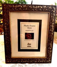 GOLD EMBOSSED WOOD PICTURE FRAME - HOLDS 8" X 10" OR 5" X 7" MATTED PHOTO