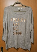 Damenshirt / LongSleeve "# Beauty has no Shape" grau Gr. 48/50 - wie neu