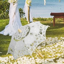 Spitzen-Sonnenschirm mit Holzgriff, für Hochzeiten, Brautpartys