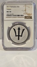 2017 Barbados Trident 1 oz Silver Coin NGC MS70