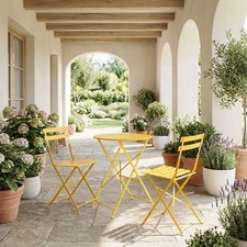 Tavolo da Giardino Set Tavolo 2 Sedie 60x71 Giallo Bistrot Marsiglia VivaGarden