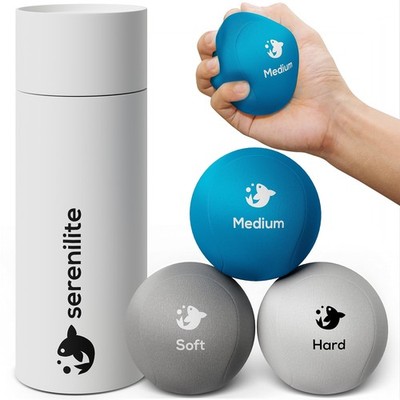3X Hand Therapy Exercise Stress Ball Bundle for Adults, Grip Strengthening, T...