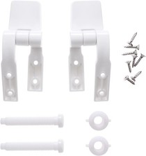 Canomo Universal White Plastic Toilet Seat Hinges Replacement with Bolts Screw a