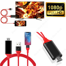 1080 HDMI Mirroring AV Cable Phone to TV HDTV Adapter For iPhone 12 11 14 13 XR