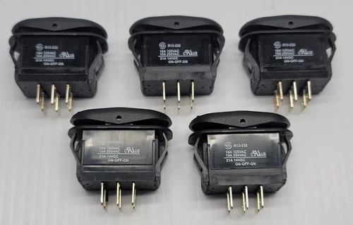 SCI R13-232D1D On-Off-On 3 way rocker switch **Lot of 5**