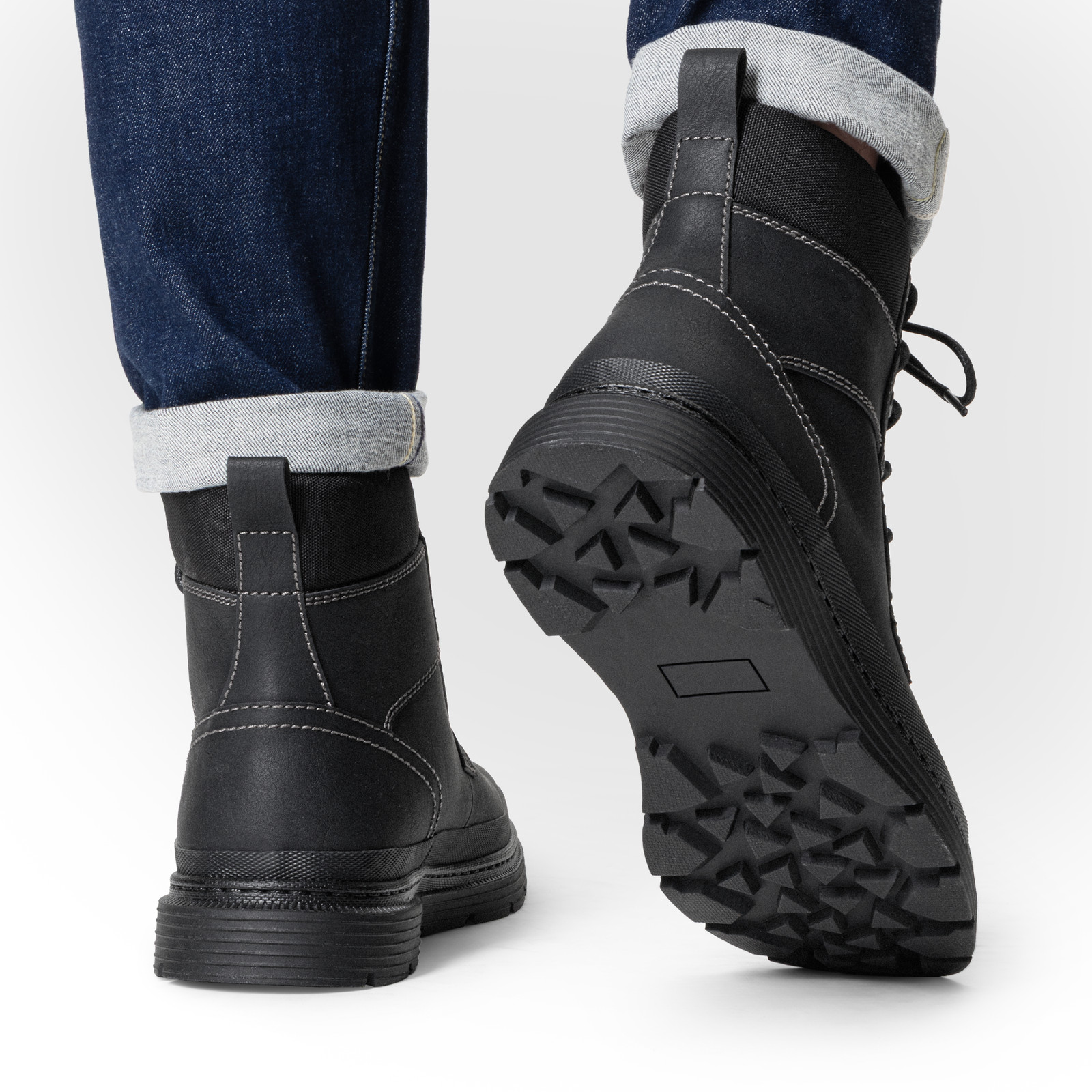 Men's High-Top Waterproof Fur Lined Anti-Slip Winter Boots for Outdoor Work