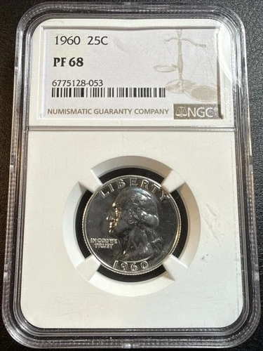 1960-P WASHINGTON QUARTER NGC PF68 - GREAT 90% SILVER 25C COIN!