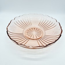 VTG 1930s Pink Depression Glass Mayfair Anchor Hocking Open Rose 12"  Low Bowl 
