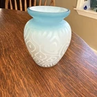 Fenton Blue Satin Glass Small Vase 4”