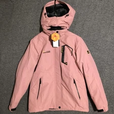 Moerdeng Jacket Womens Medium Hooded Waterproof Winter Coat Warm Fleece Lined