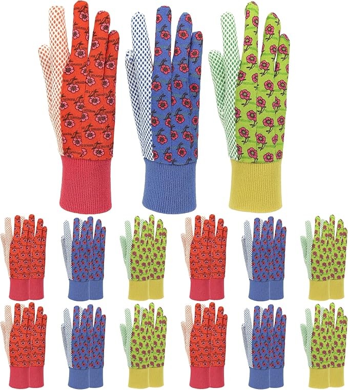 Garden Gloves Women Soft Jersey, Work Gardening Gloves, 3 or 12 Pair Pack