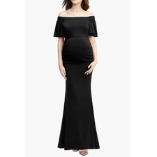 KIMI + KAI Women's Abigail Trumpet Gown Medium Black Off the Shoulder Maternity