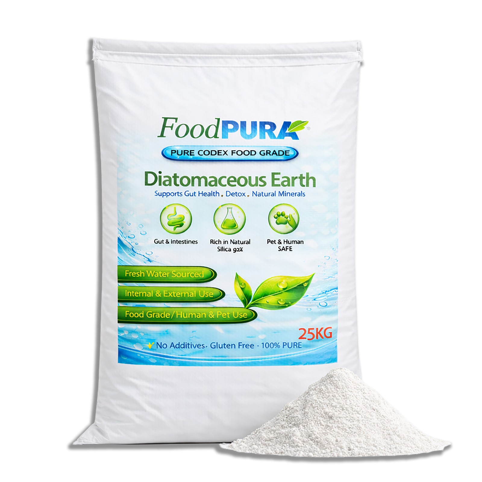25kg Diatomaceous Earth FOOD Grade DE Powder CODEX Freshwater Human Grade