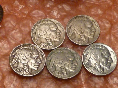 Buffalo Nickels 5 FULL Date Coins