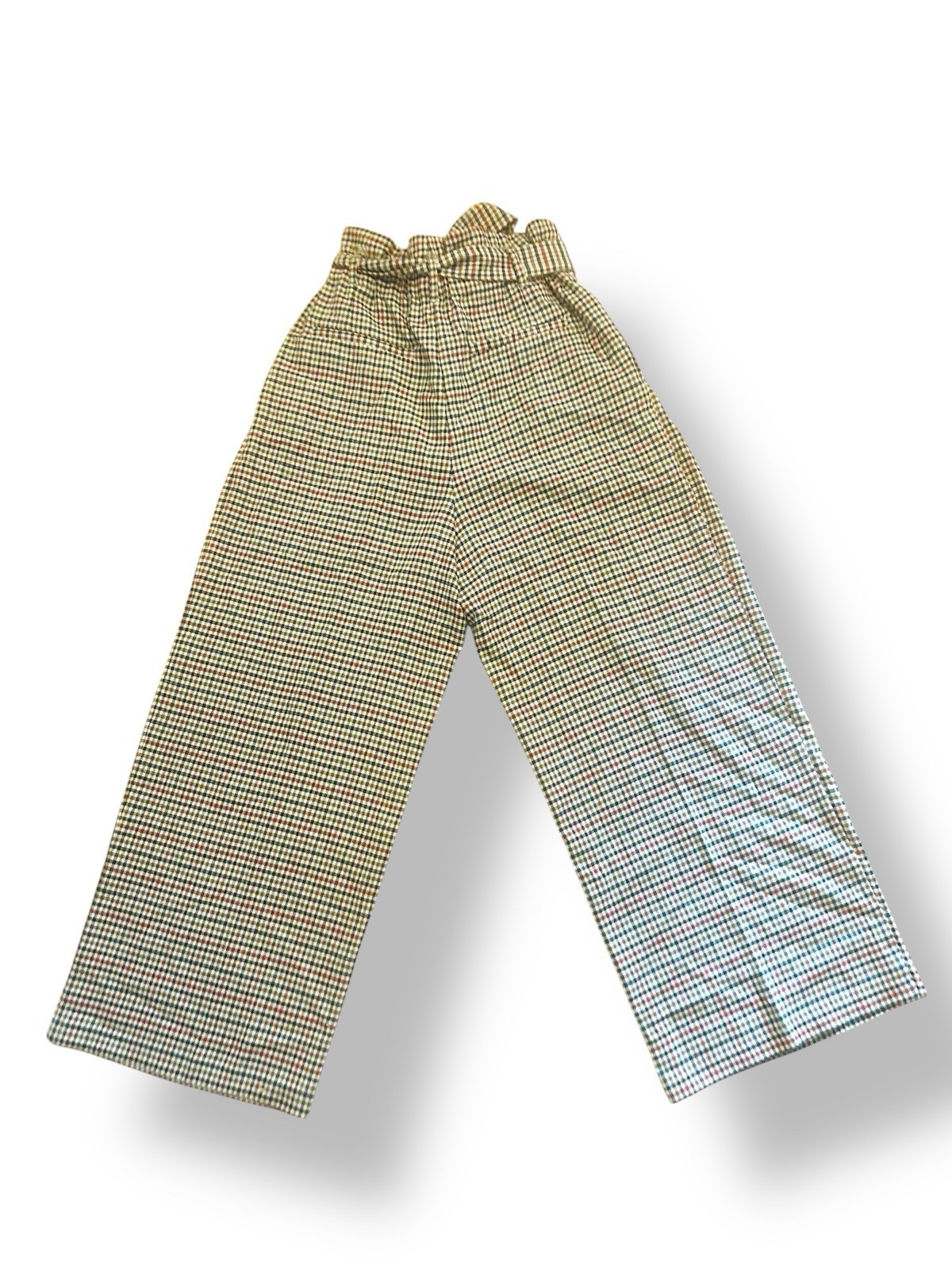 Zara Plaid Check Wide Leg Pants Womens Sz S Paperbag Waist Tie Cropped Retro thumbnail 14