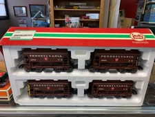 LGB G GAUGE #40040 PENNSYLVANIA 4 PACK ORE CARS METAL WHEELS KNUCKLE COUPLER