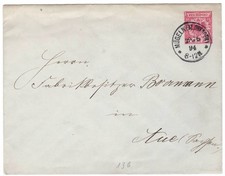 ab 1&euro;: U 13 B, gro&szlig;er Ganzsachenumschlag a. M&Uuml;GELN (BZ.DRESDEN) 1894 n. Aue/S.