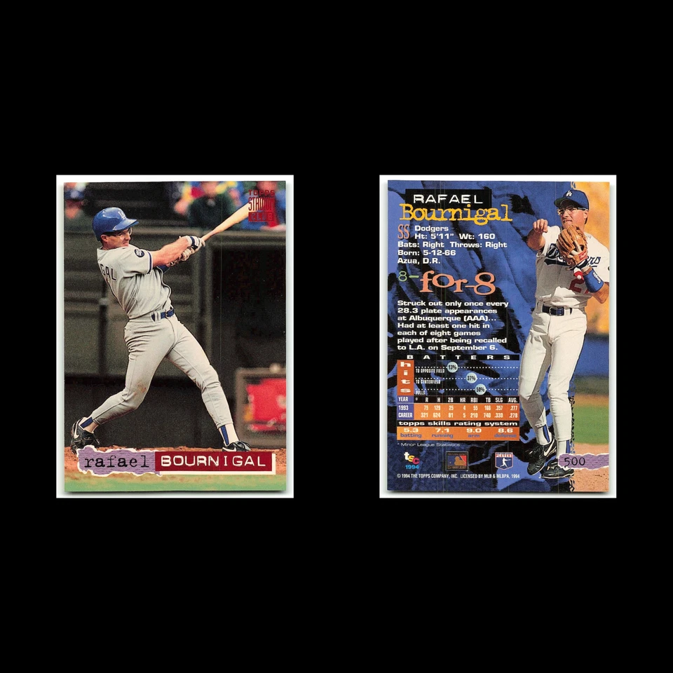 Rafael Bournigal #500 1994 Topps Stadium Club Los Angeles Dodgers Baseball Card - Image 3 of 3