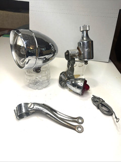 Vintage Miller Bicycle Headlight Chrome Lamp & Generator & Rear Made in England
