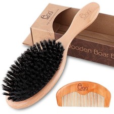 Boar Bristle Hair Brush for All Hair Types, Includes Bamboo Comb Hair Ties