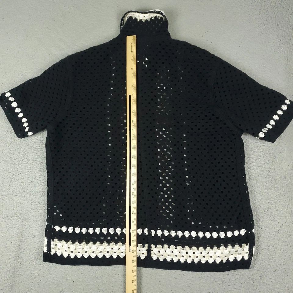 Abercrombie Fitch Shirt Mens Small Black Crochet Knit Button Up Short Sleeve - Image 4 of 4