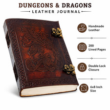 Medieval Griffin Leather Journal 6x8 Handmade...