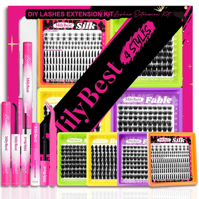 4 Styles Lash Clusters Kit, Silk/Rozen/Fable/Mist Bottom Eyelash Clusters Extens